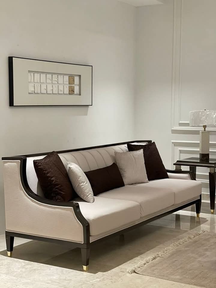 Regalia Classic Wooden Sofa with handcrafted frame and firm fiber cushions by Al Mas Furniture Dubai Regalia Classic Wooden Sofa with handcrafted frame and firm fiber cushions by Al Mas Furniture Dubai
