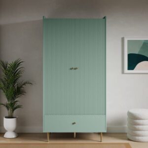 Modern wardrobe with gold metal legs, 2 & 3 door variants, luxury storage furniture UAE