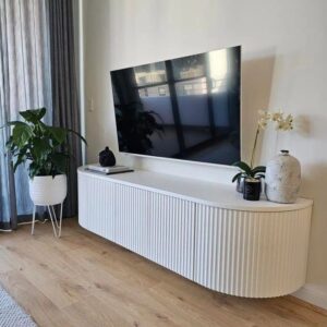 Modern Curved Fluted Wall-Mounted TV Console UAE