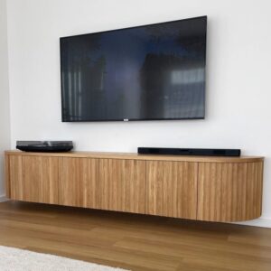 Modern Curved Fluted Wall-Mounted TV Console UAE