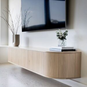Modern Curved Fluted Wall-Mounted TV Console UAE