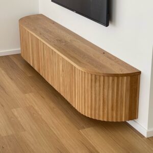 Modern Curved Fluted Wall-Mounted TV Console UAE
