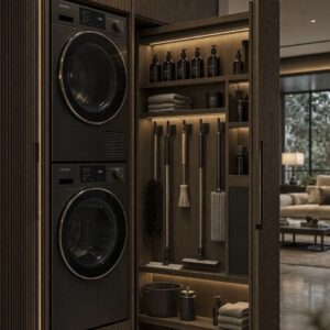 custom laundry unit UAE space saving washer dryer cabinet design