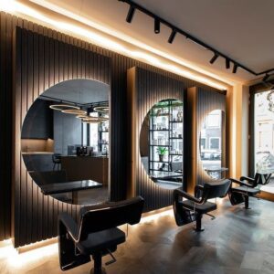 custom salon furniture UAE styling chair mirror unit design