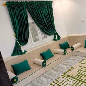 luxury majlis seating UAE U shaped modern Arabic floor seating