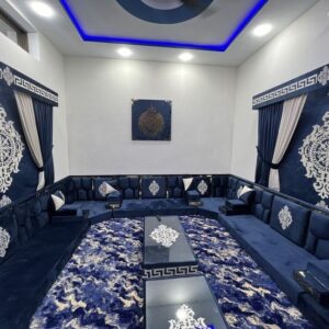 luxury majlis seating UAE U shaped modern Arabic floor seating