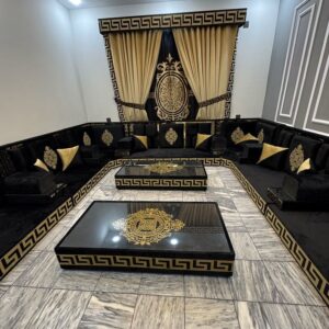 luxury majlis seating UAE U shaped modern Arabic floor seating