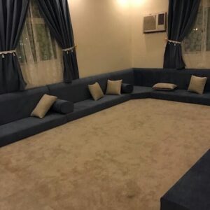 luxury majlis seating UAE U shaped modern Arabic floor seating