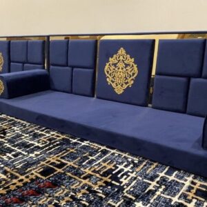 luxury majlis seating UAE U shaped modern Arabic floor seating