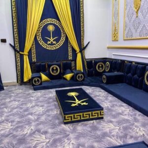 luxury majlis seating UAE U shaped modern Arabic floor seating