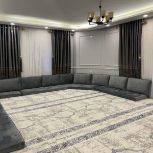 luxury majlis seating UAE U shaped modern Arabic floor seating