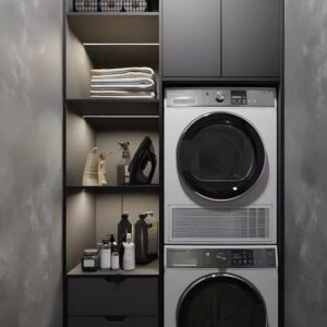custom laundry unit UAE space saving washer dryer cabinet design