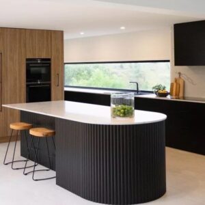 luxury kitchen island Dubai with breakfast bar modern design
