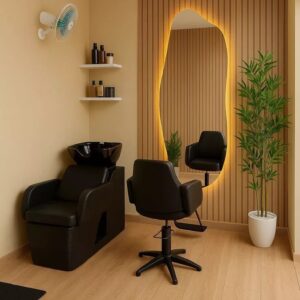 beauty salon furniture Abu Dhabi styling station with storage UAE