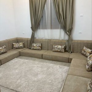 luxury majlis seating UAE U shaped modern arabic floor seating