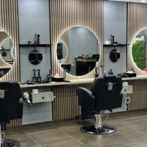 salon styling station UAE LED mirror salon furniture Dubai