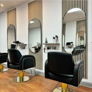 salon styling station UAE LED mirror salon furniture Dubai