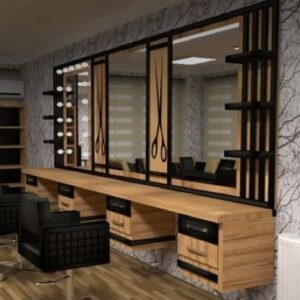 salon styling station UAE LED mirror salon furniture Dubai