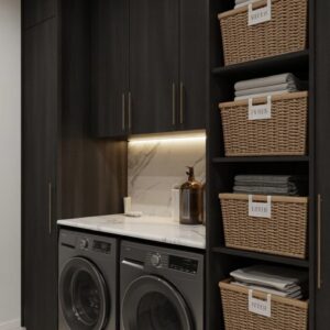 custom laundry unit UAE space saving washer dryer cabinet design