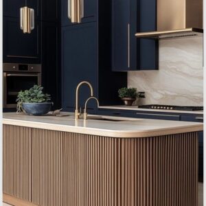 luxury kitchen island Dubai with breakfast bar modern design