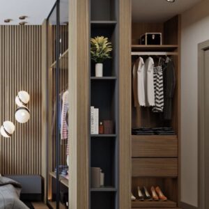 Luxury wardrobe divider UAE, glass wardrobe closet Dubai, modern bedroom partition Sharjah, walk-in wardrobe glass doors UAE, high-end wardrobe system Dubai