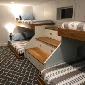 custom bunk bed Abu Dhabi 4 bed bunk system with storage stairs