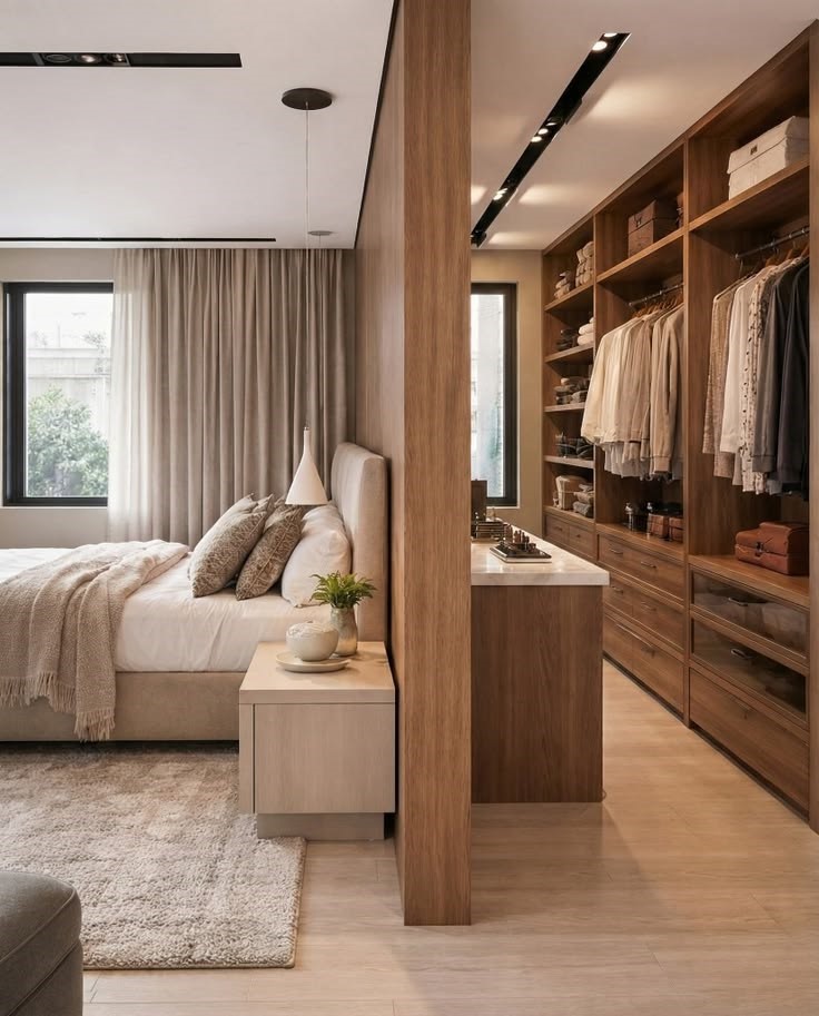 Luxury walk-in wardrobe UAE, master bedroom suite Dubai villa, modern wardrobe with glass divider UAE, premium bedroom interior Sharjah, architectural bedroom design UAE Luxury walk-in wardrobe UAE, master bedroom suite Dubai villa, modern wardrobe with glass divider UAE, premium bedroom interior Sharjah, architectural bedroom design UAE