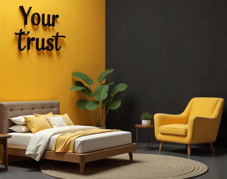 Modern living room interior with custom sofa UAE